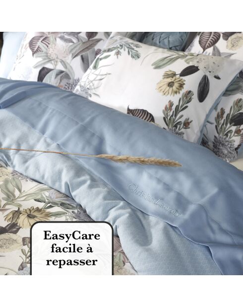 Copripiumino + 2 federe Garden in raso di cotone blu chiaro - 260x240 cm + 2x (63x63 cm)