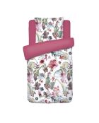 Housse de couette + taie d'oreiller satin de coton Exotique framboise - 140x200 cm + 63x63 cm