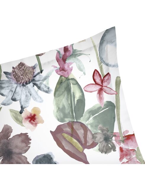 Housse de couette + taie d'oreiller satin de coton Exotique framboise - 140x200 cm + 63x63 cm