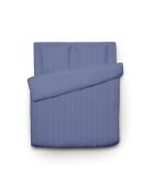 Copripiumino + 2 federe in raso di cotone a righe Jacquard blu intrecciato - 260x240 cm + 2x (63x63 cm)