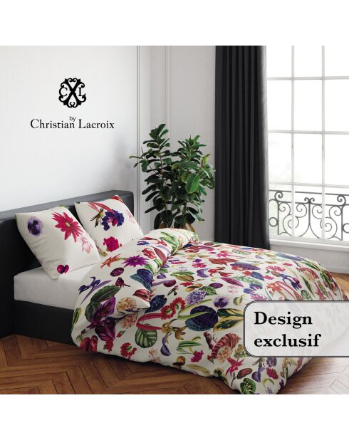 Copripiumino + 2 federe in raso di cotone Jardin Floral multico - 260x240 cm + 2x (63x63 cm)