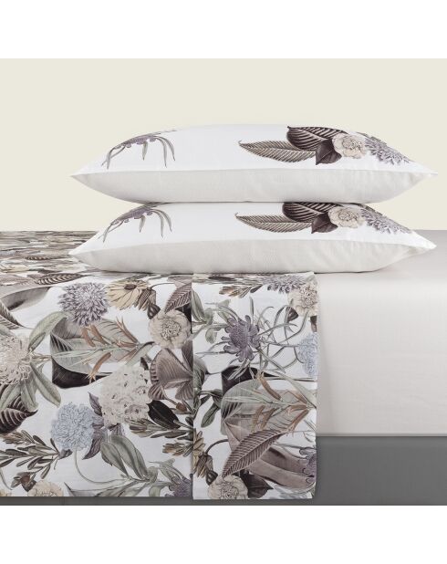 Ensemble de draps satin de coton Garden taupe - 210 x 270 cm