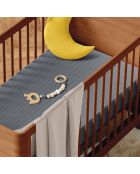 Bettbezug für Babys + Kissenbezug aus Baumwollsatin gestreifter Jacquard dunkelgrau - 100x135 cm + 40x60 cm