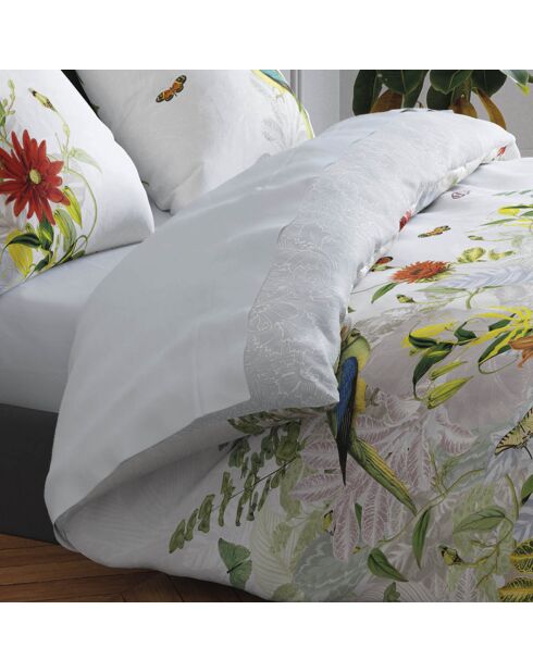 Lenzuolo piatto in raso di cotone tinta unita grigio perla