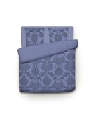 Dekbedovertrek + 2 kussenslopen katoensatijn Arles blauw - 260x240 cm + 2x (63x63 cm)