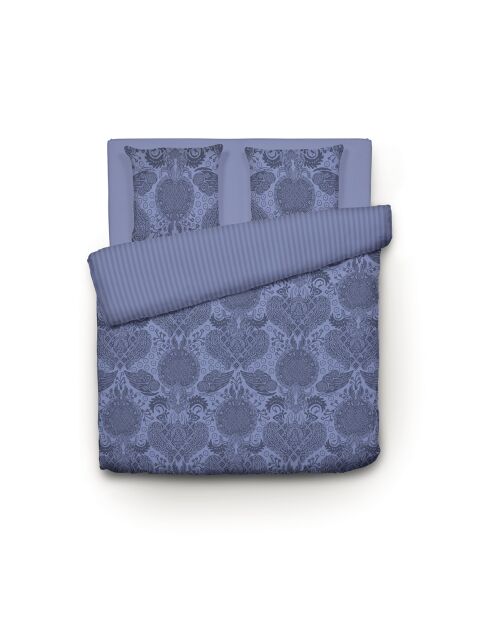 Dekbedovertrek + 2 kussenslopen katoensatijn Arles blauw - 260x240 cm + 2x (63x63 cm)