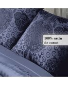 Dekbedovertrek + 2 kussenslopen katoensatijn Arles blauw - 260x240 cm + 2x (63x63 cm)