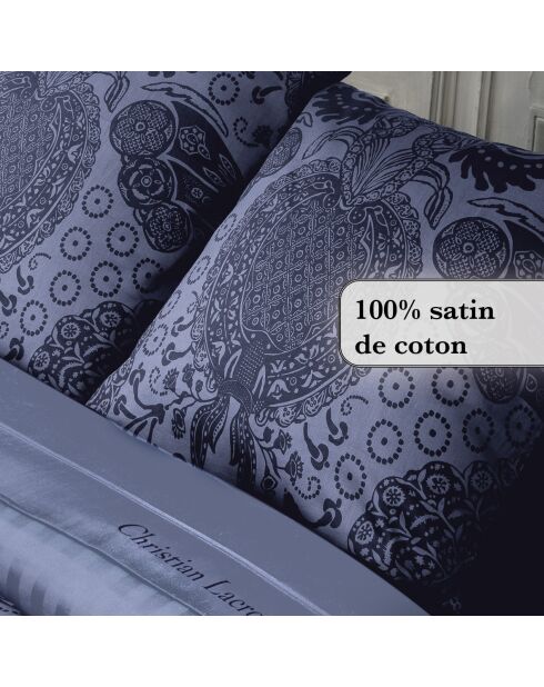 Dekbedovertrek + 2 kussenslopen katoensatijn Arles blauw - 260x240 cm + 2x (63x63 cm)