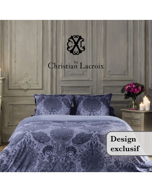 Dekbedovertrek + 2 kussenslopen katoensatijn Arles blauw - 260x240 cm + 2x (63x63 cm)