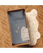 Copripiumino per neonati + federa in cotone satinato a righe jacquard grigio scuro - 80x120 cm + 35x45 cm