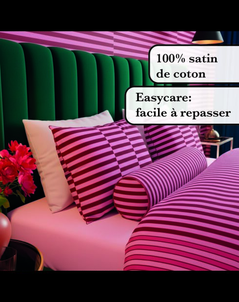 Eclat Rose dekbedovertrek van katoensatijn + kussensloop - 260x240 cm + 2x (63x63 cm)