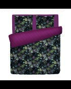 Funda de edredón y funda de almohada de algodón satinado con flores en colores pastel, color negro, 240 x 220 cm + 2 veces (63 x 63 cm)