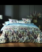 Dekbedovertrek + 2 lichtblauwe katoenen satijnen kussenslopen Garden - 240x220 cm + 2x (63x63 cm)