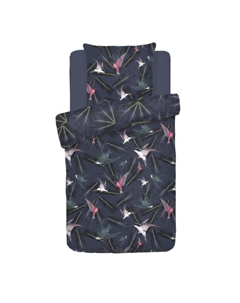 Swallows blauw katoenen satijnen dekbedovertrek + kussensloop - 140x200 cm + 63x63 cm