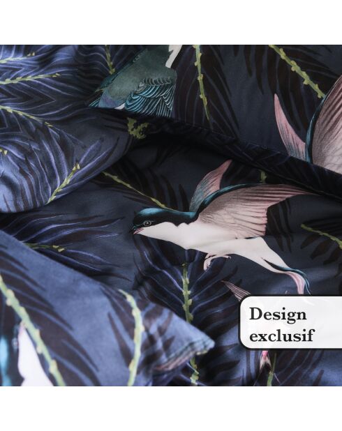 Swallows blauw katoenen satijnen dekbedovertrek + kussensloop - 140x200 cm + 63x63 cm