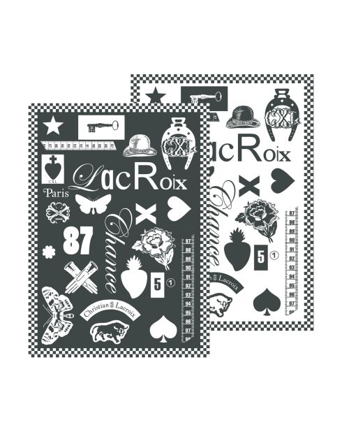 Set de 2 paños de cocina Première negro/blanco - 50x70 cm