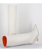 Cremefarbene hohe Lederstiefel - 10 cm Absatz