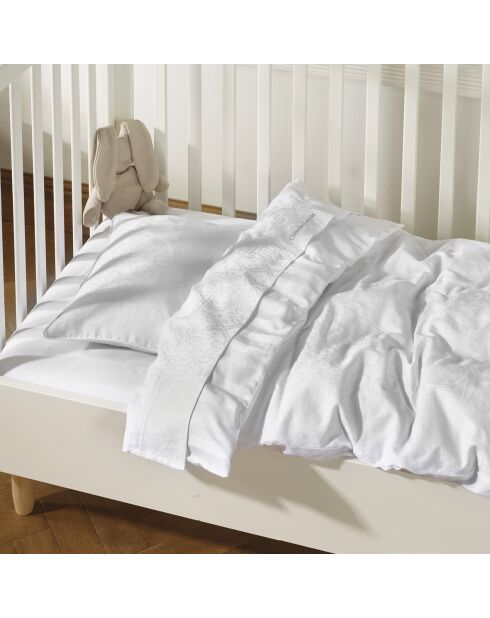 Lenzuolo piatto per neonati in cotone satinato Jacquard Arles bianco - 80x110 cm