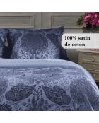 Drap plat satin de coton uni bleu foncé
