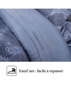 Drap plat satin de coton uni bleu foncé