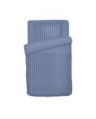 Housse de couette + taie d'oreiller bébé satin de coton rayure tissé Jacquard bleu - 80x120 cm + 35x45 cm