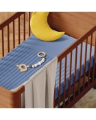 Housse de couette + taie d'oreiller bébé satin de coton rayure tissé Jacquard bleu - 80x120 cm + 35x45 cm