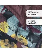 Set lenzuola in raso di cotone Areca prugna + 180x200x30 cm + 2x (50x70 cm)