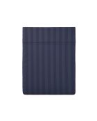 Drap plat satin de coton rayure tissé dobby bleu foncé