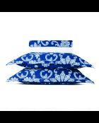 Set lenzuola in raso di cotone Passamaneria blu + 180x200x30 cm + 2x (63x63 cm)