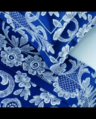 Set lenzuola in raso di cotone Passamaneria blu + 180x200x30 cm + 2x (63x63 cm)