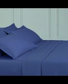 1 Baratta blaues schlichtes Bettlaken aus Baumwollsatin 06