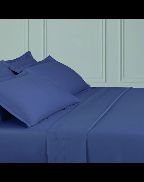 1 Baratta blaues schlichtes Bettlaken aus Baumwollsatin 06