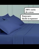 1 Baratta blaues schlichtes Bettlaken aus Baumwollsatin 06