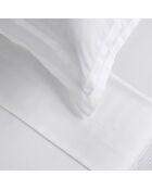 Ensemble de draps satin de coton rayure tissé dobby blanc + 2x(90x200x30 cm) + 2x(50x70 cm)