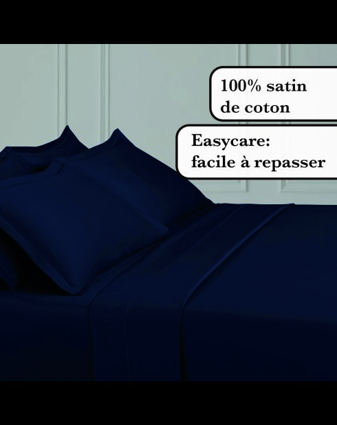 1 Baratta blaues 1 Baratta glattes Bettlaken aus Baumwollsatin 11