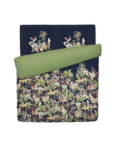 Dekbedovertrek + 2 kussenslopen Miami katoen satijn donkerblauw - 260x240 cm + 2x (63x63 cm)