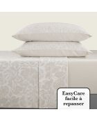 Ensemble de draps satin de coton Arabesque taupe + 180x200x30 cm + 2x(50x70 cm)