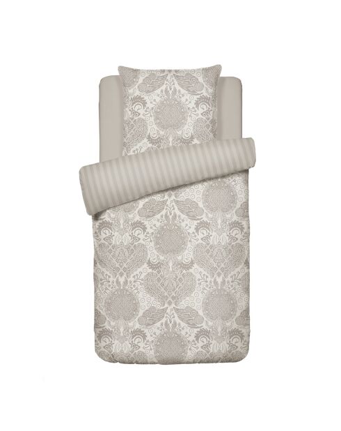 Arles taupe dekbedovertrek van katoensatijn + kussensloop - 140x200 cm + 63x63 cm