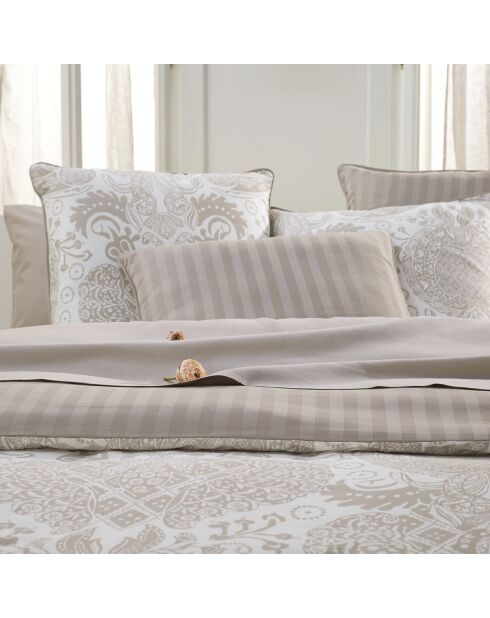 Arles taupe dekbedovertrek van katoensatijn + kussensloop - 140x200 cm + 63x63 cm