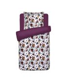 Arty flowers dekbedovertrek van wit katoensatijn + kussensloop - 140x200 cm + 63x63 cm