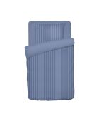 Housse de couette + taie d'oreiller bébé satin de coton rayure tissé Jacquard bleu - 100x135 cm + 40x60 cm