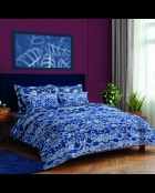 Housse de couette + taie d'oreiller satin de coton Passementerie bleu - 260x240 cm + 2x(63x63 cm)