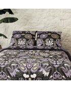 Funda nórdica Love Stories en color ciruela y 2 fundas de almohada de satén de algodón, 240 x 220 cm, 2 x 65 cm