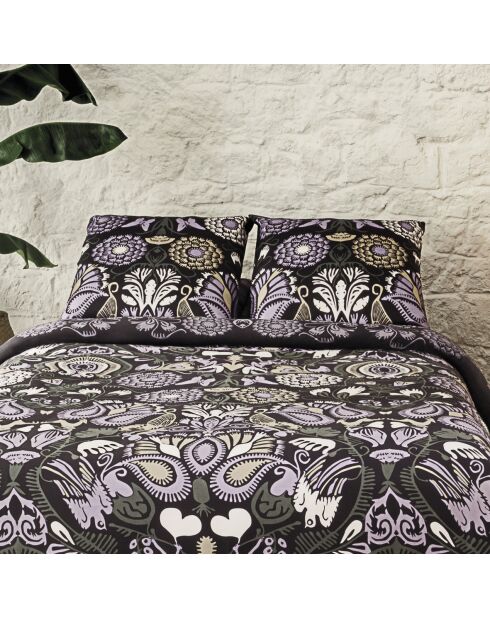 Love Stories plum dekbedovertrek + 2 katoenen satijnen kussenslopen - 240x220 cm + 2x (65x65 cm)