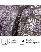 Funda nórdica Love Stories en color ciruela y 2 fundas de almohada de satén de algodón, 240 x 220 cm, 2 x 65 cm