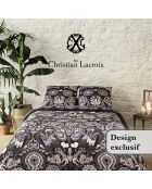 Funda nórdica Love Stories en color ciruela y 2 fundas de almohada de satén de algodón, 240 x 220 cm, 2 x 65 cm