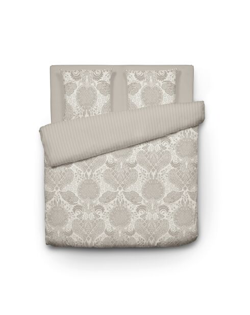 Dekbedovertrek + 2 kussenslopen katoensatijn Arles taupe - 240x220 cm + 2x (63x63 cm)