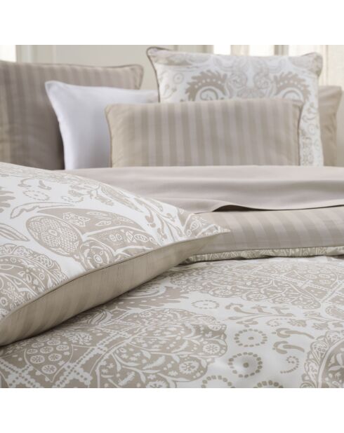 Dekbedovertrek + 2 kussenslopen katoensatijn Arles taupe - 240x220 cm + 2x (63x63 cm)