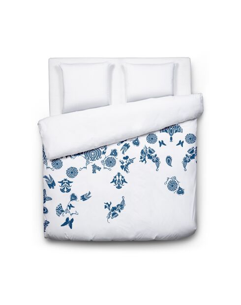 Love Stories blauw/wit katoenen satijnen dekbedovertrek + 2 kussenslopen - 240x220 cm + 2x (65x65 cm)