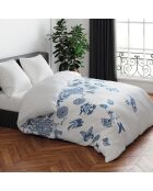 Love Stories blauw/wit katoenen satijnen dekbedovertrek + 2 kussenslopen - 240x220 cm + 2x (65x65 cm)